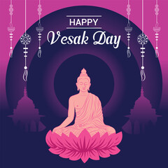 Modern Vesak Day Greeting Poster Design