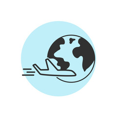 Airplane line icon. Plane icon in flat style. Outline airplane delivery vector icon for web design