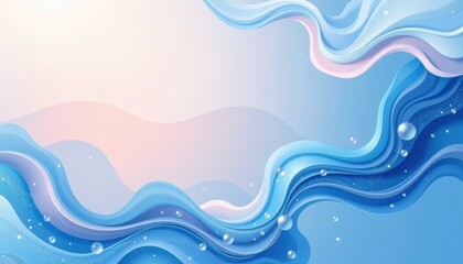 Abstract Blue Waves with Fluid Shapes and Soft Gradients in a Calm Water Theme