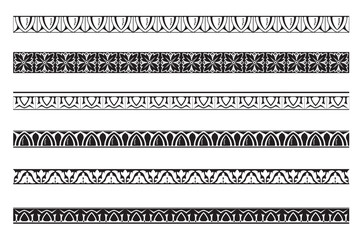 Set of decorative floral seamless ornamental border - Vector modular