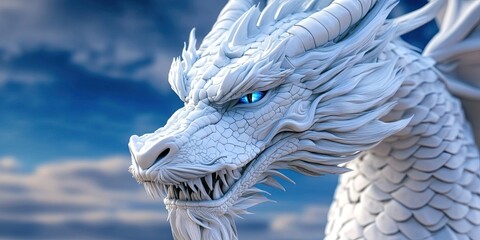 photo of white dragon with faded background