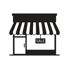 Online store icon, marketplace or ecommerce shop flat vector icon for apps and websites