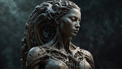 A statue of Isothes, bearing the seeds of slumbering worlds within her womb