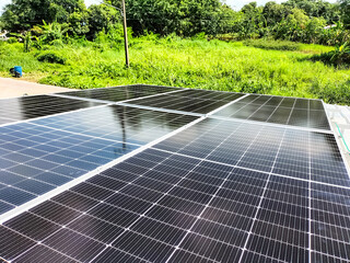 Installing solar panels on the roof to use as alternative energy for electricity.