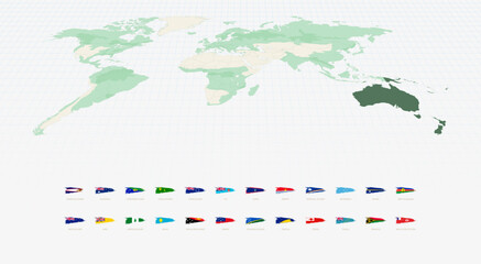 Obraz premium Grunge Brush Stroke Oceanian Flags Collection. Vector flag set.
