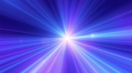 Obraz premium Vibrant blue and purple light rays converge at a central point, creating a dynamic, energetic burst of light