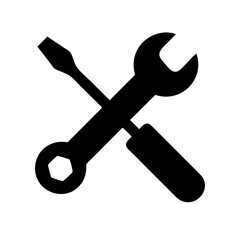 Wrench and screwdriver icon isolated on white