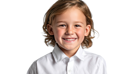 Radiant Smile: A captivating portrait of a young boy radiating genuine happiness and joy, his radiant smile lights up the frame, capturing a moment of pure innocence and heartfelt glee.