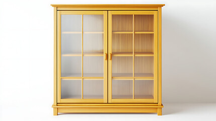 Obraz premium A wooden cabinet with glass doors and shelves