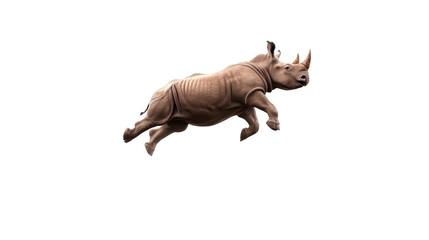 Fototapeta premium Rhinoceros leaping majestically with dynamic motion in striking midair pose