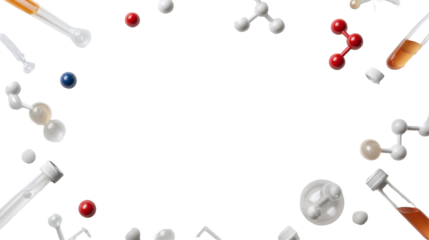 Chemistry elements floating on solid black showing scientific concepts