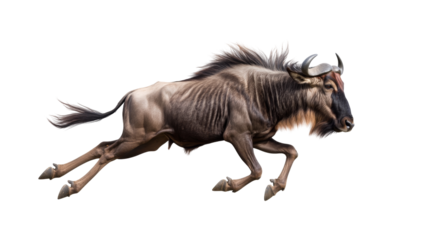 Wildebeest running in action fast movement animal wildlife image