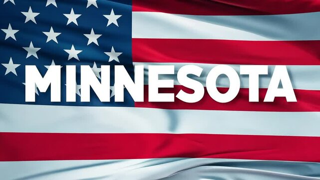 The American flag waves gently against backdrop of blue sky, creating powerful and patriotic image freedom unity. minnesota.