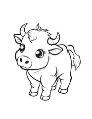 Kawaii Baby Cow – Cute Farm Animal Coloring Page