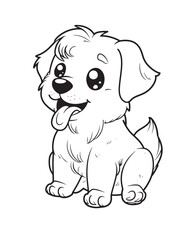 Cute Kawaii Puppy with Big Eyes – Spring Dog Coloring Page
