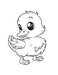 Cute Baby Duckling – Spring Kawaii Duck Coloring Page