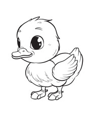 Cute Baby Duckling – Spring Kawaii Duck Coloring Page