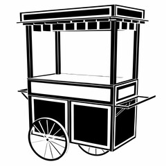 Warung street food cart cafe restaurant small family owned busines, store shop. Vector isolated cartoon style, Eps file. 
