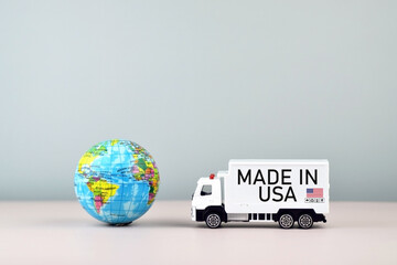 Truck and boxes with the inscription made in USA.
