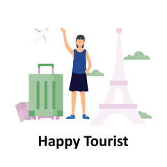  Happy Tourist :Vector Icon which can easily modify or edit