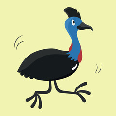 Cute Cassowary Bird Cartoon Vector Illustration