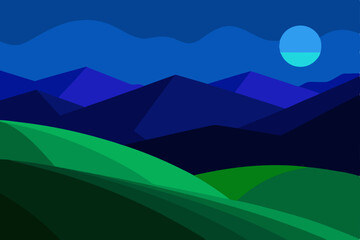 Obraz premium night landscape with mountains