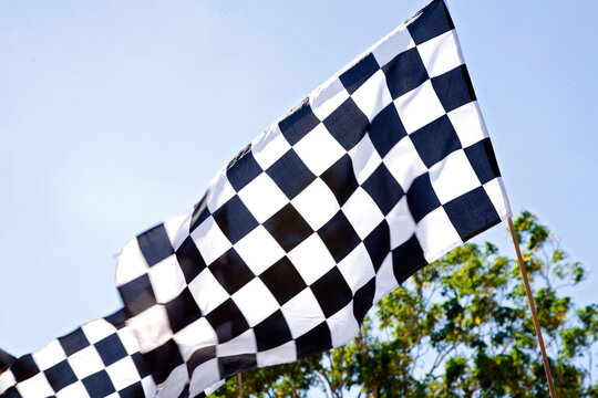 Black and white checkered racing flag