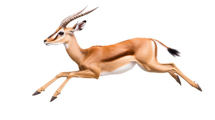 Fototapeta premium Graceful gazelle in mid-air, capturing elegance and speed in a perfect leap