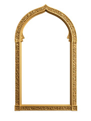 Ornate carved golden mirror frame with intricate details in arched design