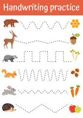 Handwriting practice for preschool, kindergarten. Fine motoric skills practice for kids. Toddler busy book pages, learning activities educational games, teacher resources. Writing exercises for kids.