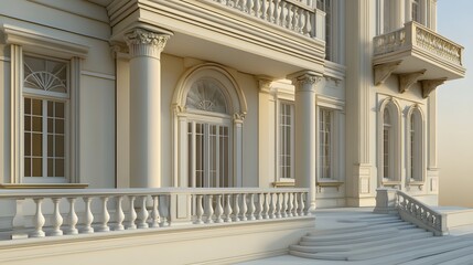 Obraz premium Elegant facade of a classical style building.