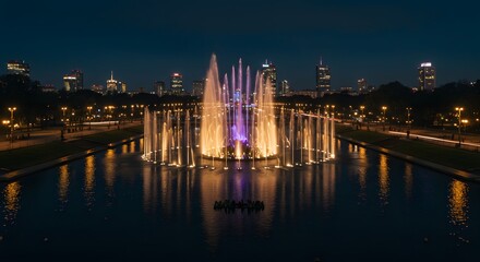 Fototapeta premium City Fountain at Night