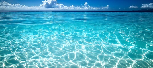 Serene Lagoon with Blue Waters and Scattered Clouds in the Sky