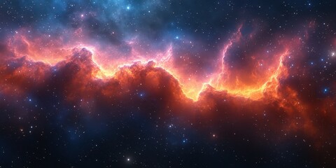 Fototapeta premium Cosmic clouds illuminate the night sky with vibrant colors and distant stars shining brightly