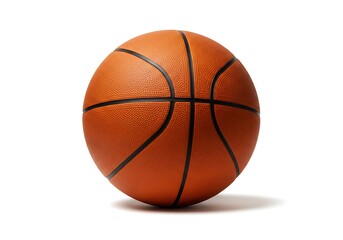 Fototapeta premium A close up shot of an orange basketball with black lines on a plain white background in a studio setting