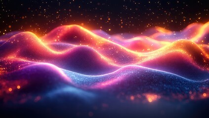 Fototapeta premium Glowing Particle Wavescape.