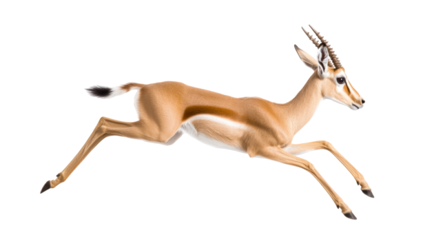 Graceful gazelle leaping with elegance and speed in a perfectly captured moment of motion