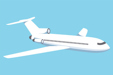 Airplane on a blue background. Passenger and cargo air transport. A quick long-distance flight. illustration