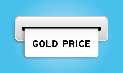 White coupon banner with word gold price from machine on blue color background