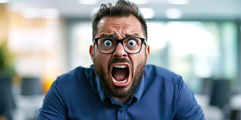 Obraz premium photo of modern afraid latina man in the office -