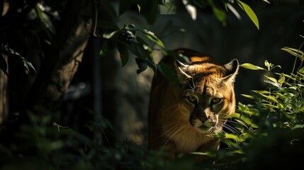 Fototapeta premium Puma stalking in the shadows