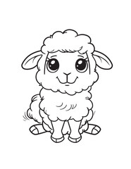 Fluffy Baby Sheep – Line Art Coloring Page