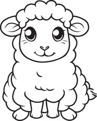 Fluffy Baby Sheep – Line Art Coloring Page