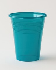 Teal Plastic Cup Studio Still Life on White Background Close Up Beverage Container Drinkware Party Supply