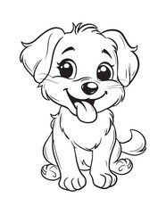 Cute Baby Dog Line Art Coloring Page