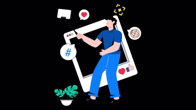 Selfie  Motion Graphic Rendering with Transparent Alpha Channel and 4K Resolution