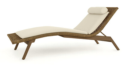 A tan and brown lounge chair with a white pillow