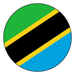 Flag of Tanzania. Black edge. Tanzania circle flag logo icon computer vector illustration design.