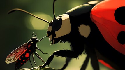 Ladybug confronting Shadow Moth in a dramatic moment in anime style