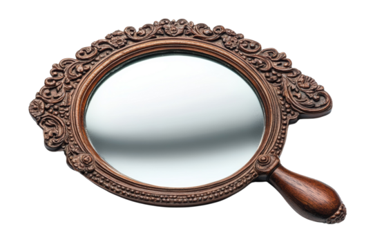 Ornate hand mirror on black